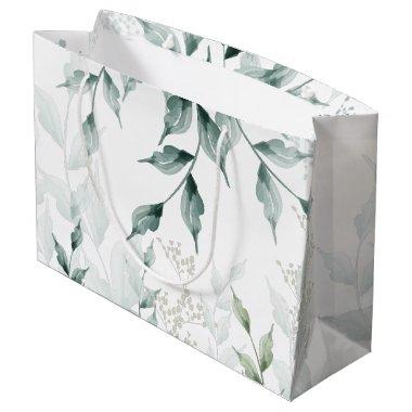 Large Gift Bag | Grayed Jade Green Botanical