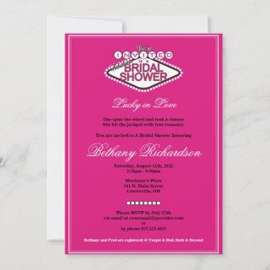 Las Vegas Bridal Shower Invitations - Hot Pink