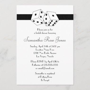 Las Vegas Wedding Bridal Shower Black Dice Theme Invitations