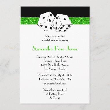 Las Vegas Wedding Bridal Shower Green Dice Theme Invitations