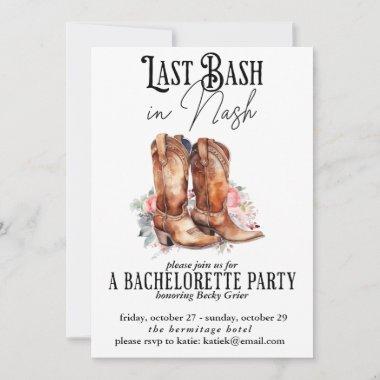 Last Bash in Nash Bachelorette Party Floral Invitations