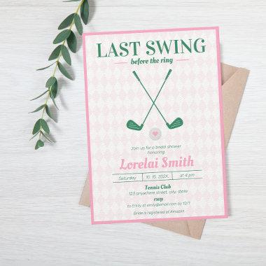 Last swing before the Ring Golf Bridal Shower Invitations