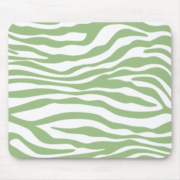Laurel Green Zebra Stripes Animal Print Mouse Pad