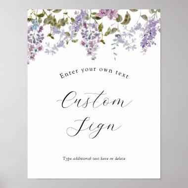 Lavender and Lilac Flowers Custom Text Sign