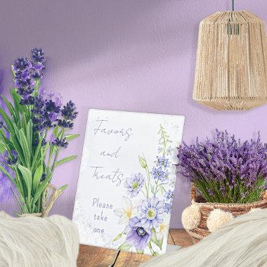 Lavender Boho Wildflower Favors and Treats Pedestal Sign
