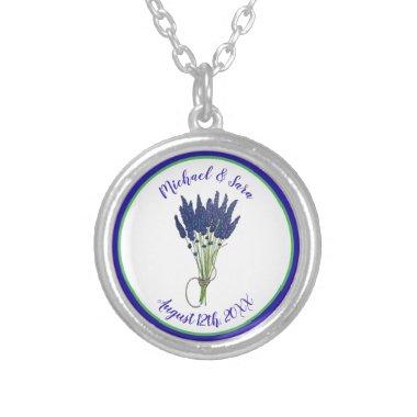 Lavender Bunch Garden Party Wedding Bridal Shower Silver Plated Necklace