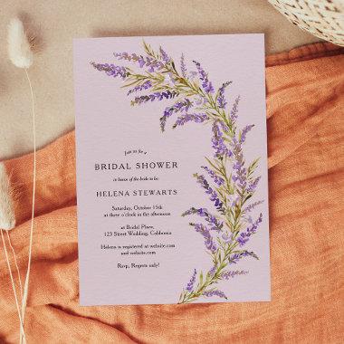 Lavender Fall floral watercolor bridal shower Invitations