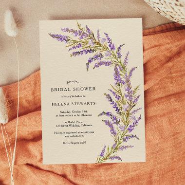 Lavender Fall floral watercolor bridal shower Invitations