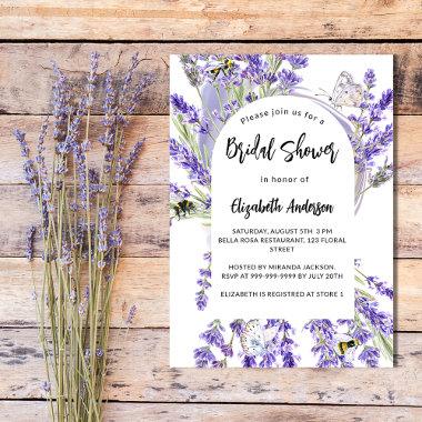 Lavender florals violet luxury bridal shower Invitations