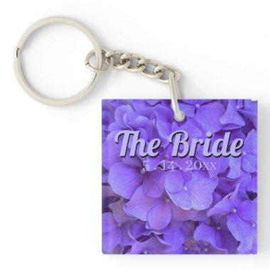 Lavender lilac purple Hydrangeas flowers the Bride Keychain