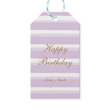 Lavender Pastel Purple Watercolor Stripes Gift Tag