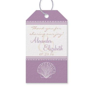Lavender Seashell Wedding Guest Favor Thank You- Gift Tags