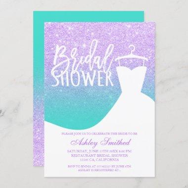 Lavender turquoise mermaid dress Bridal shower Invitations