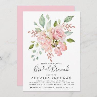 Lavish Pink Roses Bridal Brunch Invitations
