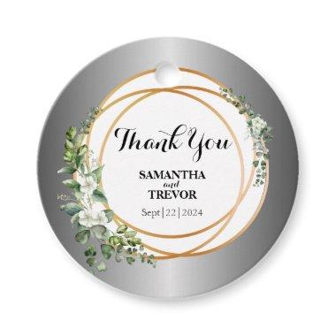 Leafy Luxe: Thank You Stickers with Gold Accents Favor Tags