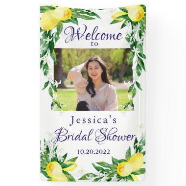Lemon Blossom Greenery PHOTO Bridal Shower Banner