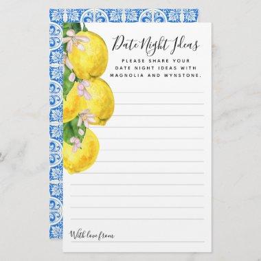 Lemon Date Night Ideas Invitations