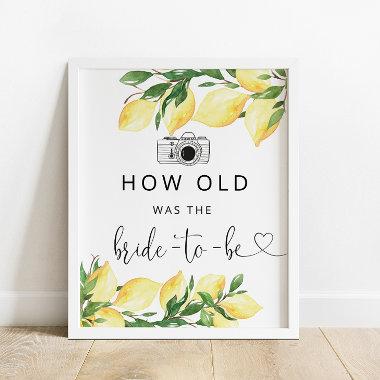 Lemon How Old Was the Bride Bridal Shower Game Poster