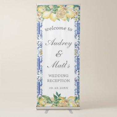Lemon Mediterranean Mosaic Tiles Wedding Welcome Retractable Banner