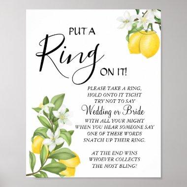 Lemon Put a Ring bridal shower game sign