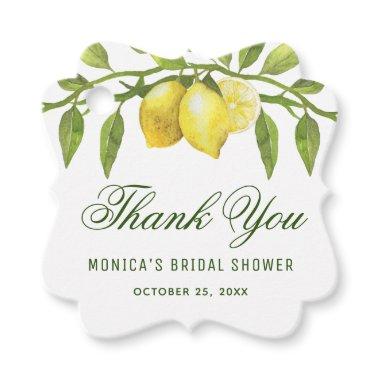 Lemons & Greenery Chic Bridal Shower Thank You Favor Tags