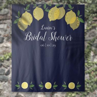 Lemons Navy Blue Bridal Shower Photo Backdrop