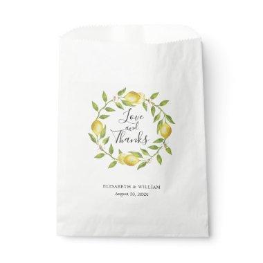 Lemons Wreath & Greenery Love and Thanks Wedding Favor Bag