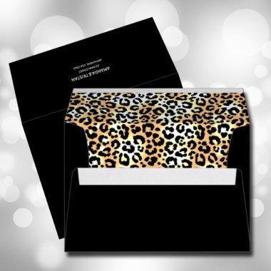 Leopard Animal Print Lined Black Envelope