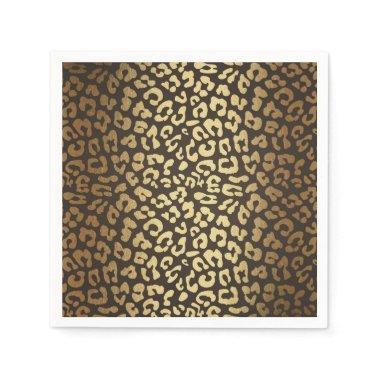 Leopard Cheetah Animal Skin Print Modern Glam Gold Paper Napkins