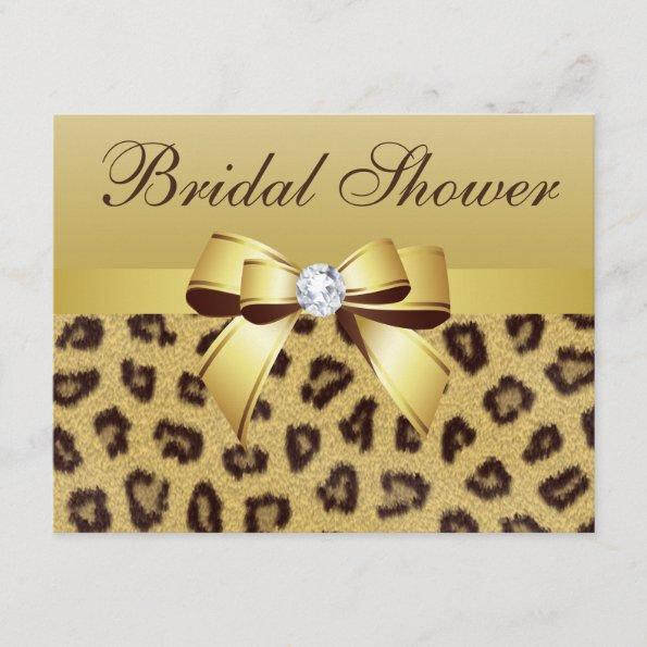 Leopard Print, Bow & Diamond Bridal Shower Invitations