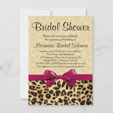 Leopard Print Hot Pink Bridal Shower Invitations