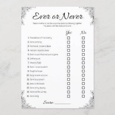 Lesbian Wedding Shower Game, Couple Ever or Never Invitations