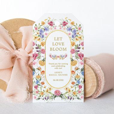 Let Love Bloom Colorful Wildflowers Bridal Shower Gift Tags