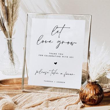 Let Love Grow Minimalist Wedding Favors Table Sign
