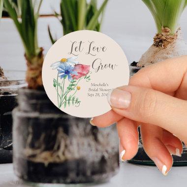 Let Love Grow Wildflower Charm Bridal Shower Classic Round Sticker