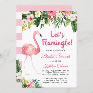 Let's Flamingle Tropical Floral Bridal Shower Invitations