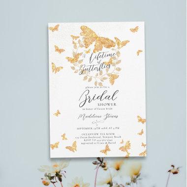 Lifetime Butterflies Gold Romantic Bridal Shower Invitations