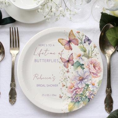 Lifetime of Butterflies floral bridal shower Paper Plates