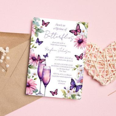 Lifetime of butterflies purple bridal shower Invitations
