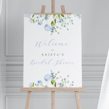 Light Blue Floral Bridal Shower Welcome Foam Board