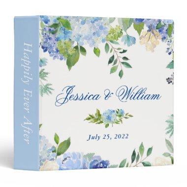 Light Blue Hydrangea Floral Custom Wedding Binder