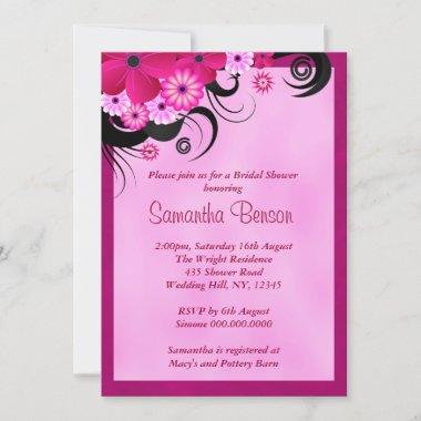 Light Fuchsia Floral Wedding Bridal Shower Invite