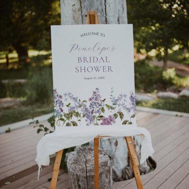 Lilac and Lavender Flowers Bridal Shower Welcome Foam Board