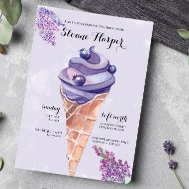 Lilac Ice Cream Social Bridal Shower Invitations