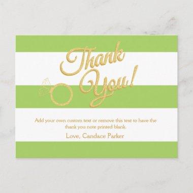 Lime Green, Glitter and Stripes Thank You Invitations