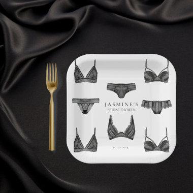Lingerie Bridal Shower Bachelorette Panty Pattern Paper Plates