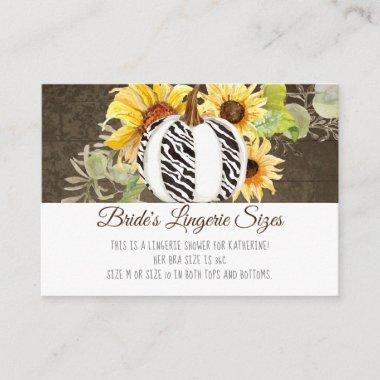 Lingerie Bridal Shower Zebra Pumpkin n Sunflowers Enclosure Invitations