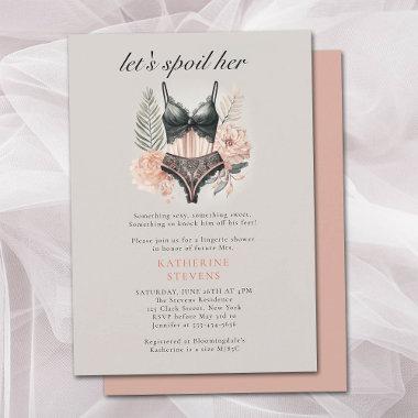 Lingerie Party Vintage Coral Pink Bridal Shower Invitations