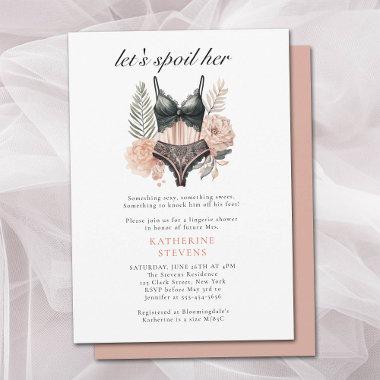Lingerie Party Vintage Pink Floral Bridal Shower Invitations