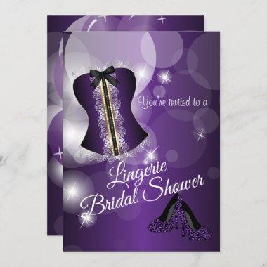 Lingerie Purple Bridal Shower Party Invitations
